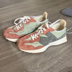 New Balance Green and Red Suede Sneakers